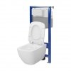 CERSANIT - Set C27 - stelaż podtynkowy AQUA 50 PNEU QF + miska zawieszana VIRGO by Cersanit CleanOn  + deska duroplastowa SLIM antybakteryjna, wolnoopadająca, z funkcją łatwego wypinania  S701-806